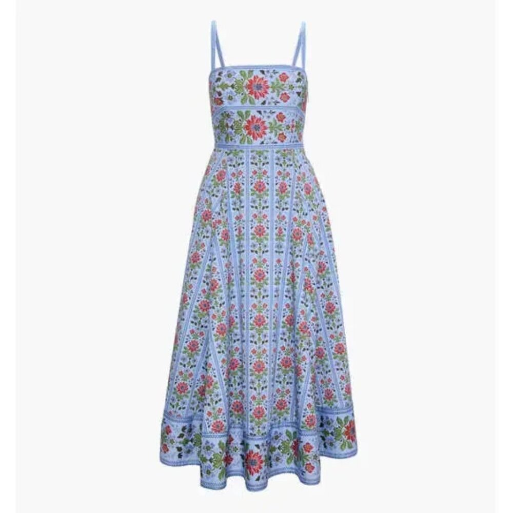 Hill House Margot Dress in Blue Floral Block Stripe